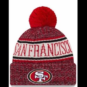 San Francisco 49ers Red and White beanie with Pom